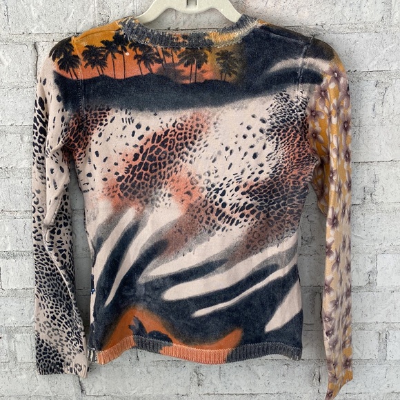 Vintage BCBGMaxAzria Y2K Beaded Mixed Media animal print sweater. Small - Picture 2 of 11
